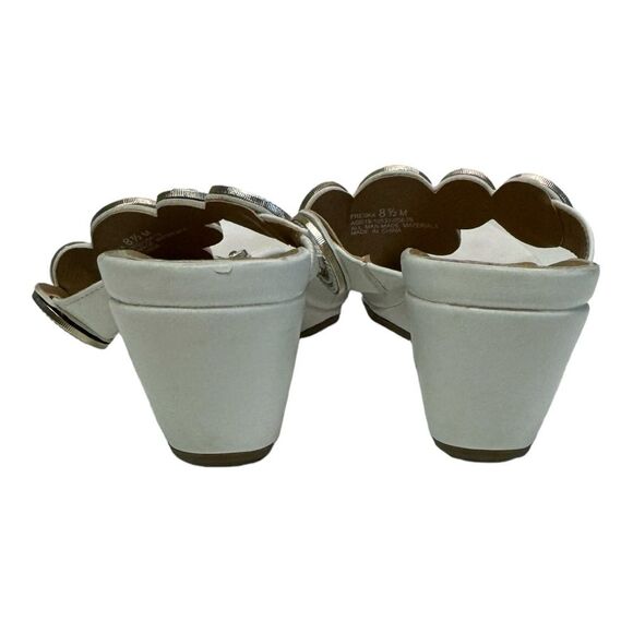 New Direction White Wedge Rhinestone Sandals Thong Strap Embellished - Picture 8 of 15